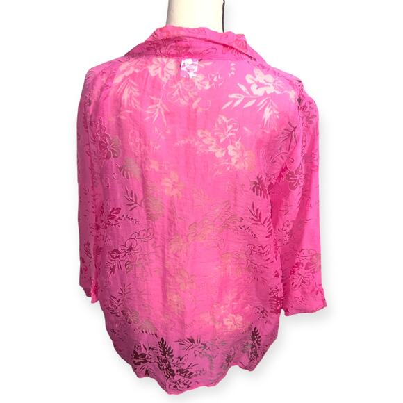 Hot Pink Hawaiian Print Beach Coverup - Picture 3 of 5